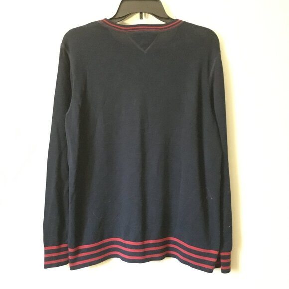 Iconic Tommy Hilfiger Dark Navy Blue and Red Heart Preppy Sweater - Picture 4 of 16
